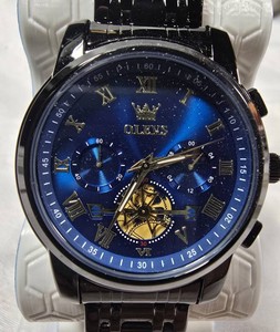NEW OLEVS Blue Dial Mechanical-Style Watch  41.84mm  Box & Manual
