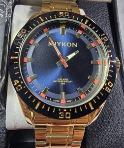 NEW MIYKON Y2G64-2230 Gold-Tone Blue Dial W Seiko Movement  Watch  45.59mm  Box & Tag