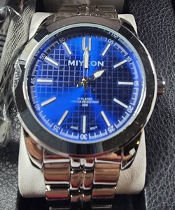 NEW MIYKON Y2F32-1230 Blue Grid Dial Watch W Seiko Movement  46.79mm  Box & Tag