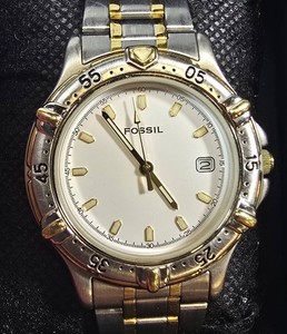 Fossil AM 2939 Two-Tone Stainless Steel Watch  3 ATM  Date  Box