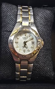 Casio Quartz Two-Tone Watch  100M Water Resistant  Date  Box