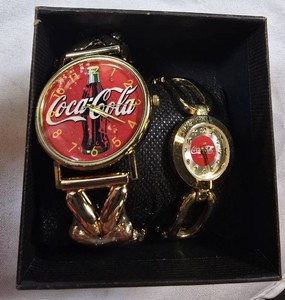 2-Pc Coca-Cola Watch Set  1998 Collectible Gold-Tone Watches  Box
