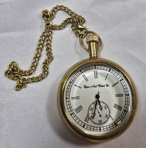 Elgin Natl Watch Co. Victoria Pocket Watch  Gold-Tone Anchor Case, Chain & Box