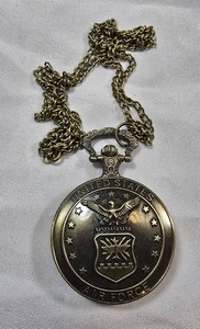 United States Air Force Pocket Watch  Antique-Tone Eagle Emblem  Chain