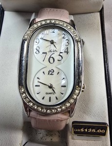 John Weitz Signature Series Dual-Time Crystal Accent Watch  $125 Retail Tag  Box