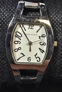 Anne Klein Silver-Tone Watch  Sculpted Link Bracelet  24.08mm  Box