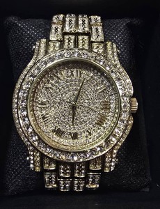 Techno Pave No. 7341 Gold-Tone Crystal-Style Watch  45mm  Box