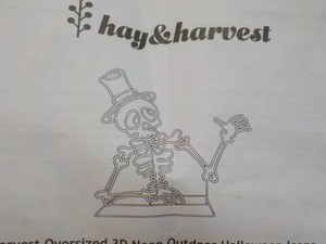 Hay and Harvest Oversized 3D Neon Outdoor Halloween Skeleton