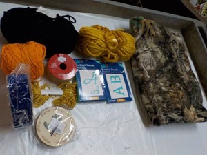 Camo Material, Yarn, Ribbon and Stencils