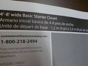 4-8 ft Wide Basic Starter Closet Kit