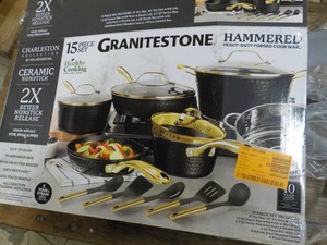 15 pc Set Granite stone Hammered Heavy Duty Forged Cookware
