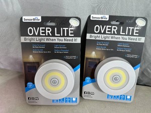 2 New Over Lite Battery Operated LED Light Fixtures