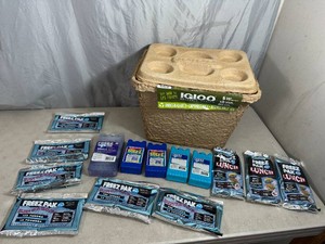 New Igloo Biodegradable Cooler and 14 Assorted Ice Packs