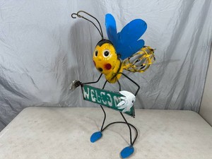 New 24 inch Recycled Metal Art Bee with Welcome Sign