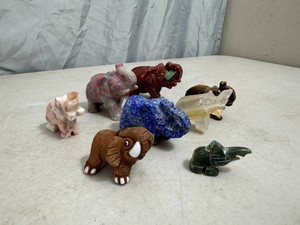 8 Small Collectible Stone Elephants