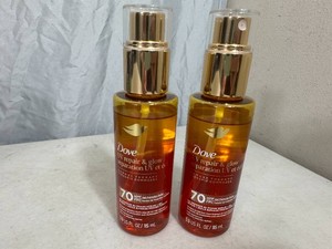 2 New Bottles Dove Beauty UV Repair & Glow Gloss Defense Bi-Phase Serum  Oil - Damage Therapy - 3.9 fl oz