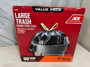 New Box of 33 Gallon Draw String Trash Bags