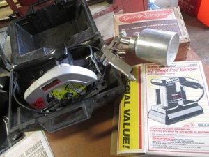 Vintage Craftsman circular saw and sander plus paint sprayer