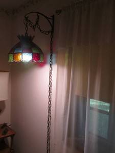 Vintage stained glass style hanging lamp