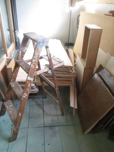 Wood ladder and shelving boards