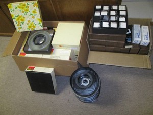 Large lot of slide carousels and other containers