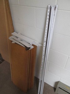 Shelves with metal brackets