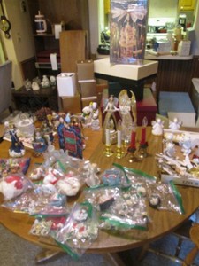 Large collection of Christmas ornaments and figures