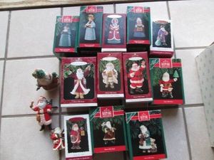 Samta Claus and Caroler themed Hallmark keepsake ornaments