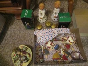 Collection of Angel themed metal Christmas ornaments and tabletop figures