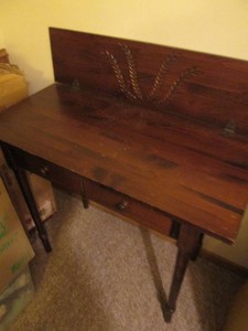 Vintage wood entry or hallway table with drawer approx 36x17x30in