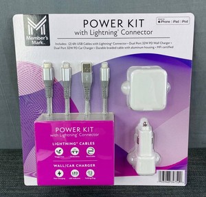 Members Mark Lightning Power Kit With Wall & Car Chargers - Brand New 