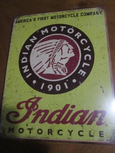 Indian motorcycles metal sign measures 12 x 14 inches