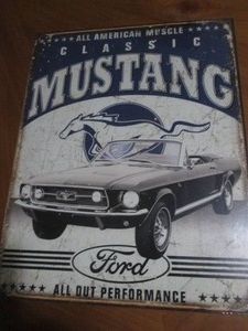 Mustang metal sign with certificate of authenticity measures 12 x 14 inches