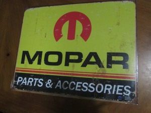 Mopar metal sign with authenticity sticker measures 12 x 14 inches