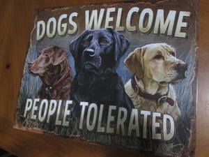 Dog lover metal sign measures 12 x 14 inches
