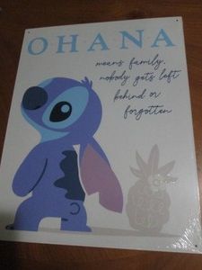 Ohana family metal sign measures 12 x 14 inches