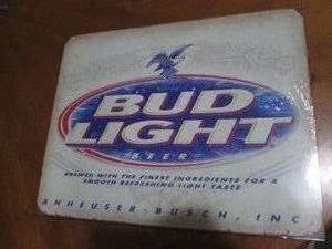 Bud Light metal sign with authenticity sticker measures 12 x 14 inches