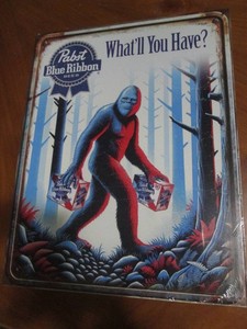 Pabst Blue River metal sign measures 12 x 14 inches