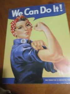 We Can Do It metal sign measures 12 x 14 inches