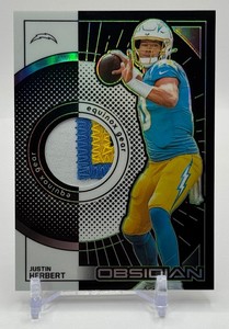 Justin Herbert 50 2022 Obsidian Green Equinox Gear 4050 4-Color Patch Football Card No. EG-JHE