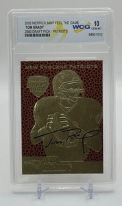 Tom Brady Gem Mint 10 2006 Merrick Feel The Game 23KT Gold Plated Graded Slab Football Card
