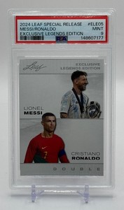 Lionel MessiCristiano Ronaldo PSA 9 2024 Leaf Special Release Exclusive Legends Edition Graded Slab Soccer Card No. ELE05