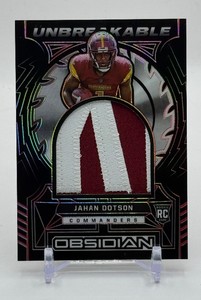 Jahan Dotson RC 10 2022 Obsidian Red Unbreakable Patch Rookie Football Card No. UM-JDO