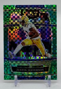 Justin Jefferson Green Checker 2022 Select Draft Picks Minnesota Vikings Football Card No. 49