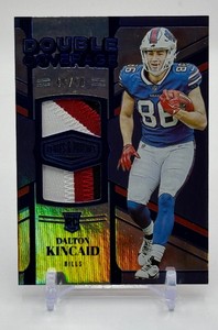 Dalton Kincaid RC 50 Double Coverage 2023 Plates and Patches Dual Patch Rookie Football Card No. DC-13
