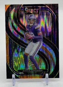 Justin Jefferson OrangeBlack Shock 2024 Select Minnesota Vikings Football Card No. 174