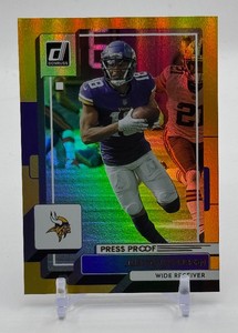 Justin Jefferson Gold Press Proof 2022 Donruss Minnesota Vikings Football Card No. 103