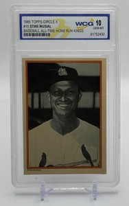 Stan Musial WCG Gem Mint 10 1985 Topps Circle K All Time Home Run Kings Graded Slab Baseball Card No. 15