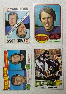 Fran Tarkenton 4-Card Vintage Minnesota Vikings Football Card Lot