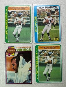 Fran Tarkenton 4-Card Minnesota Vikings Football Card Lot